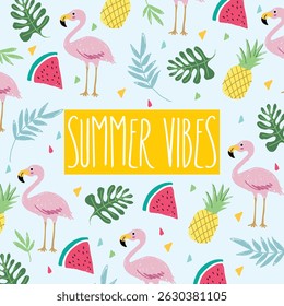 summer vibes colorful background set