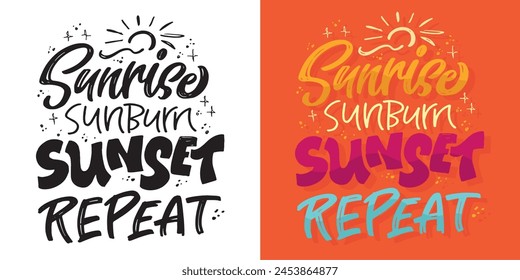 Summer vibes - cute hand drawn doodle lettering quote. Lettering ptint t-shirt design, mug print about summer.