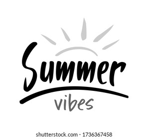 SUMMER VIBES design template inspiration, black white, vector illustration