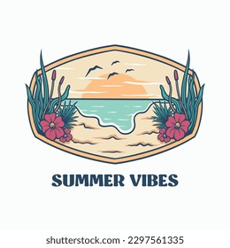 Vector de diseño de vibraciones de verano con estilo minimalista vintage