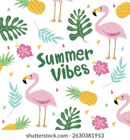 summer vibes doodle vector set