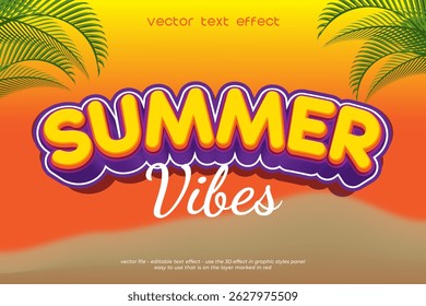 Summer vibes editable 3D text effect
