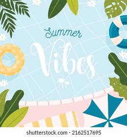 Summer Vibes flyer card. Vector illustration concept.