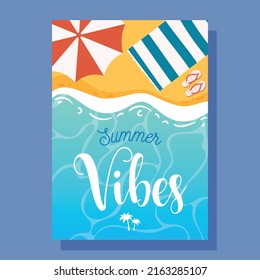 Tarjeta de volante Summer Vibes. Concepto de ilustración vectorial.