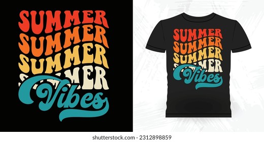Summer Vibes Funny Beach Summer Vacation Retro Vintage Surfing Surfer Lover Summer T-shirt Design