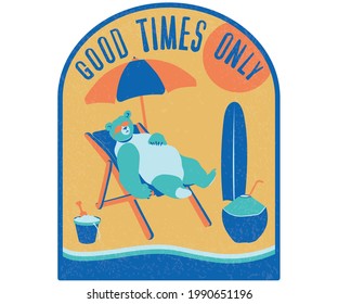 summer vibes good times bear beach vector design