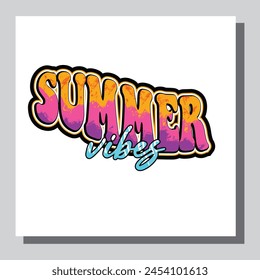 Summer vibes - letra dibujada a mano cita. Frase de caligrafía moderna sobre la libertad, ilustración de eslogan. Para póster, Anuncio, tarjeta, taza o camiseta. Ilustración vectorial
