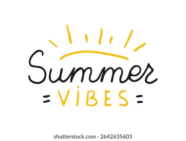 Summer vibes handwritten phrase. Hand-drawn Calligraphy Lettering. Script text created by hand. Quote for inspiring posters, social media posts, projects. Elegant and artistic words
