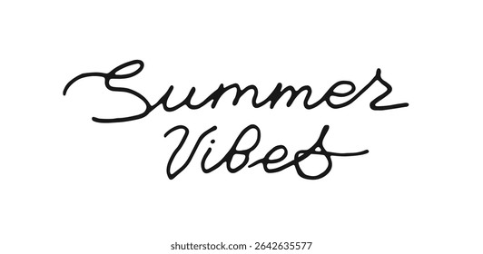 Vibrações de verão palavras escritas à mão isoladas no fundo branco. Letras caligráficas desenhadas à mão. Inscrição tipográfica para pôster de férias, camiseta, banner, web, impressão, cartão