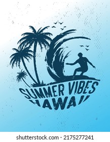 Summer Vibes Hawaii surfing Vintage tshirt design