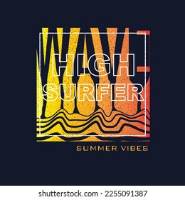 Summer Vibes High Wave Surfer Typography Surf Poster designs for t shirt.banner, etc