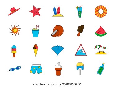 Summer Vibes Icon Element Set