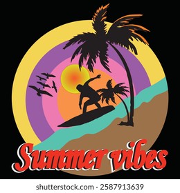 summer vibes illustration t-shirt design