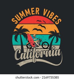 Summer vibes and illustrations with patches for t-shirts and other uses.