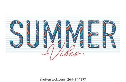 Summer vibes line art illustration, ready for print on paper poster, t-shirt and other uses.