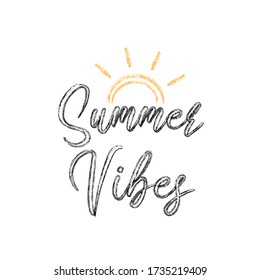 Summer Vibes Logo With Abstract Sun Design. Vector Illustration For Summertime Banner, Label, Poster, Flyer.