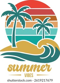 summer vibes logo design vector illustration