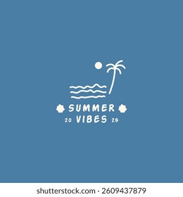 Summer vibes logo. Summer doodle logo illustration.