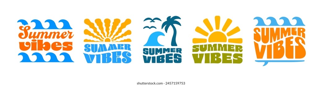 Summer vibes logo. Summer vibes labels.