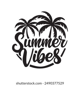 summer vibes logo with palm trees. vector illustration