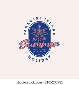Summer Vibes logo, poster and banner design in trendy linear style 
