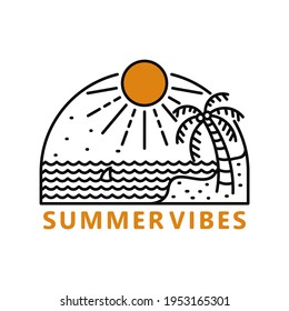 Summer Vibes Monoline Vector illustration 