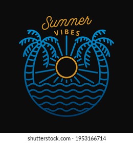 Summer Vibes Monoline Vector illustration