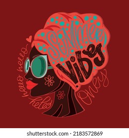 Summer vibes only. Cute lettering motivation phrase postcard. Lettering art for t-shirt design.