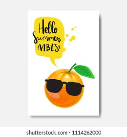 summer vibes orange badge Isolated Typographic Design Label. Season Holidays lettering for logo,Templates, invitation, greeting card, prints and posters.