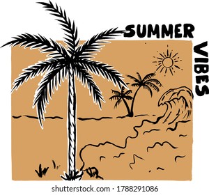 summer vibes palm beach illustration