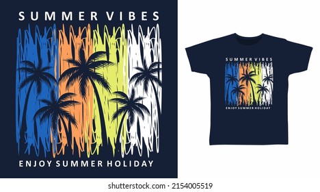 Summer vibes palm cartoon tshirt art design