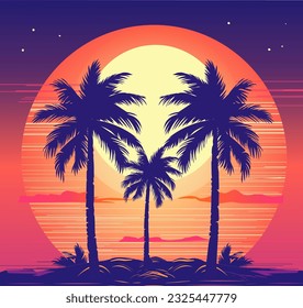Summer Vibes: Palm Tree Vector Illustration, Get ready to embrace the summer vibes with this captivating palm tree vector illustration. Immerse yourself in the tropical atmosphere as the vibrant color