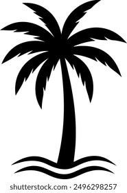 summer vibes with palm tree vector art illustration logo
