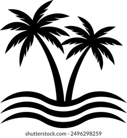 summer vibes with palm tree vector art illustration logo