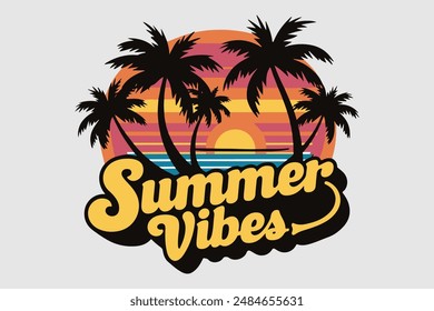 summer vibes palm t-shirt design