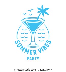 Summer Vibes Party Blue White Background