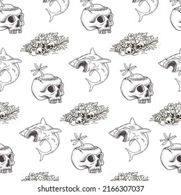 summer vibes pattern with skull 