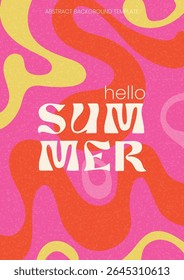 summer vibes pink and yellow textured, hand drawn shape squiggly, modern abstract cover, banner, vertical creative vector illustration