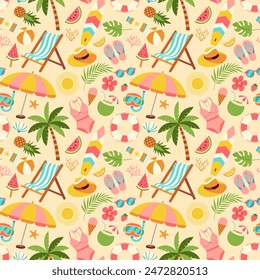 Summer Vibes: A Playful Pattern of Beach Fun