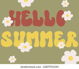 Summer vibes poster in groovy style 70s. .Psychedelic groovy lettering for t-shirt, banner, web and print. Retro poster. Stock vector illustration. Retro 70s. . Vector illustration