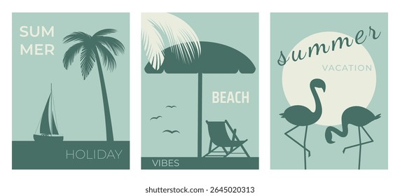 summer vibes posters, monochrome retro style design