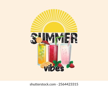 Summer vibes refreshing drink design for sunny day’s illustration