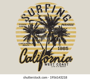 Summer vibes retro artwork design for apparel and others. palm vector design for anything. 