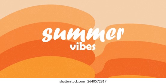 Summer Vibes Retro Background, Orange and Beige Waves
