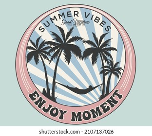 Summer vibes retro graphic design for t shirt, sticker, poster, apparel and others.