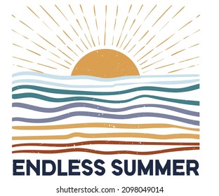 Summer vibes retro graphic print design for t shirt , apparel, badge, sticker, poster and others.