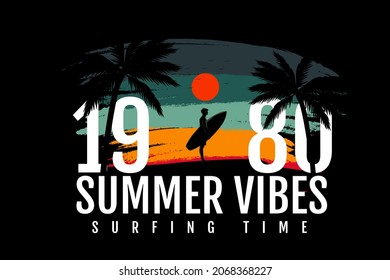 summer vibes retro silhouette t shirt design