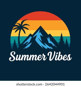Summer Vibes Retro Sunset Landscape