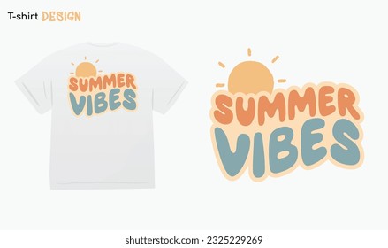 "Summer Vibes" Retro summer Vibes.Retro Design, I love summer, Sunny summer.For stickers, t-shirts,mugs, etc. Eps 10. 