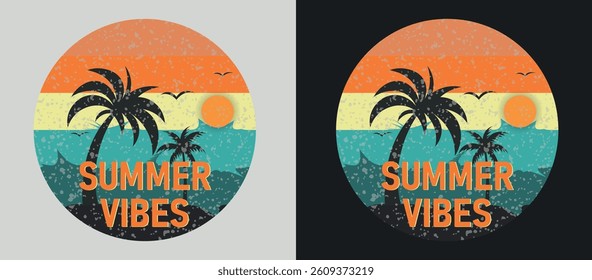 Summer vibes retro vintage t shirt design